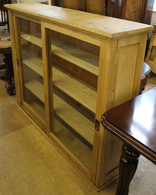 Pine sliding glazed door bookcase